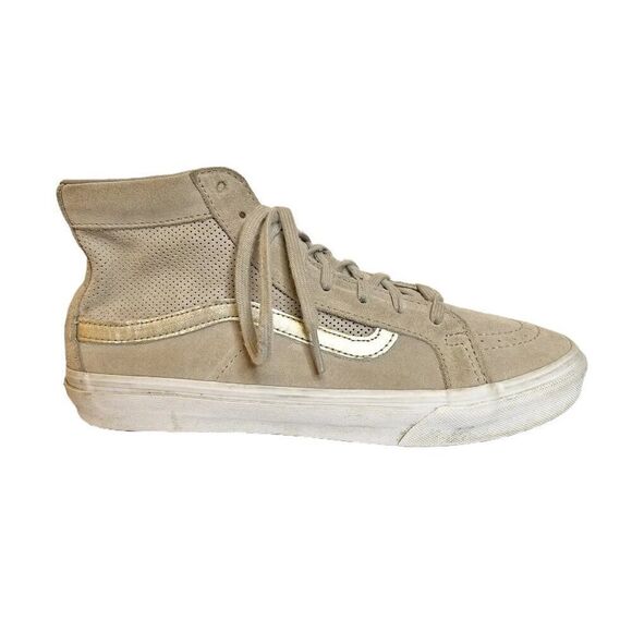 Vans Square Perf SK8-Hi Slim Cutout DX Gray Leather Skate Shoes - Picture 1 of 7